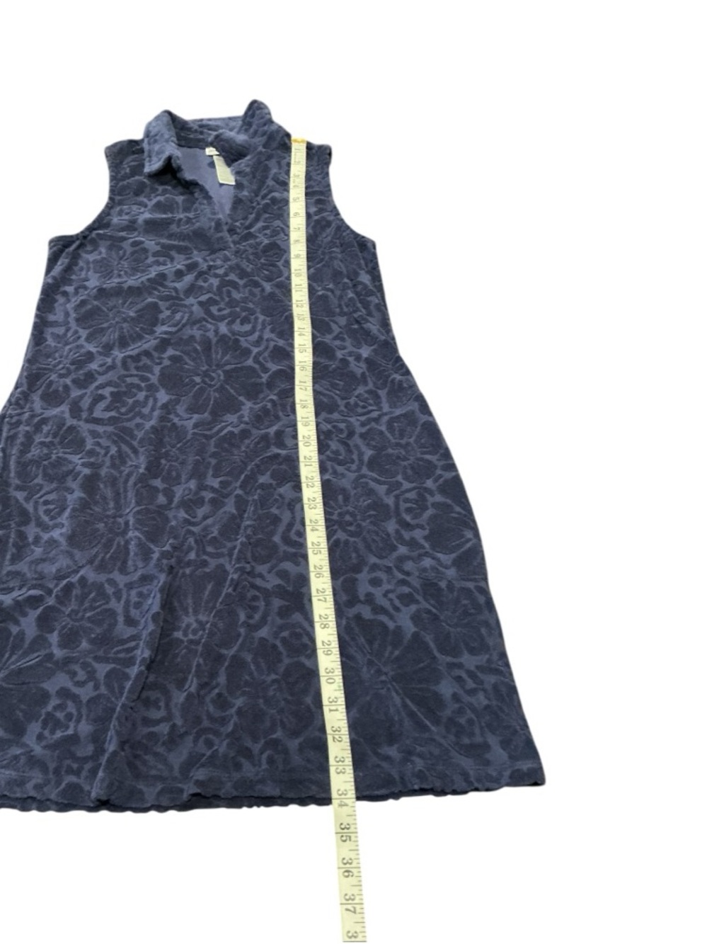 Tommy Bahama Navy Blue Floral Textured Sleeveless Dress Size M Casual Resort - Picture 6 of 6